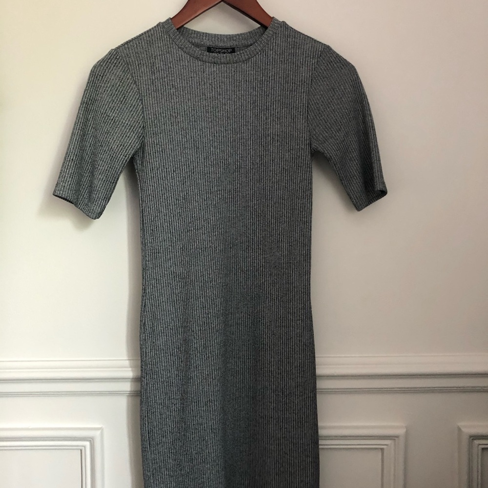 Grey Ribbed Topshop Dress